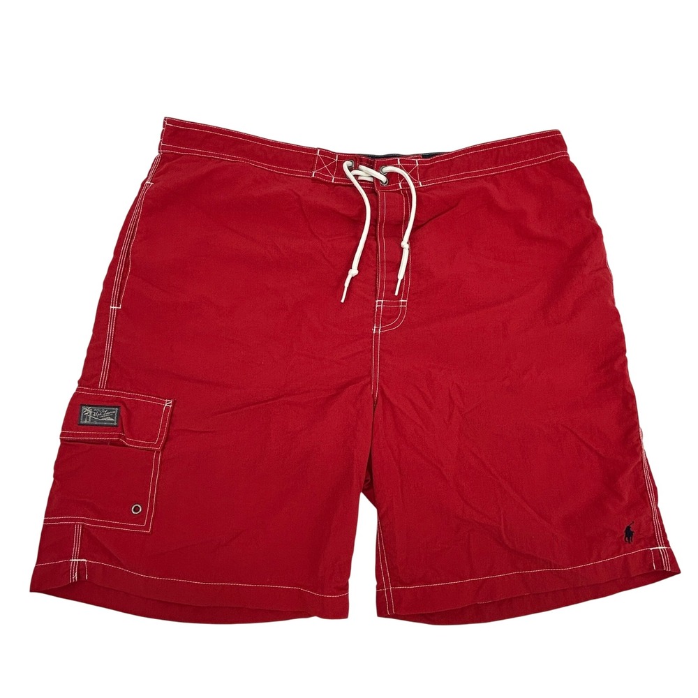 Polo Ralph Lauren Swim Trunks Men's XXL Red Swimwear‎ Lined Beach Shorts